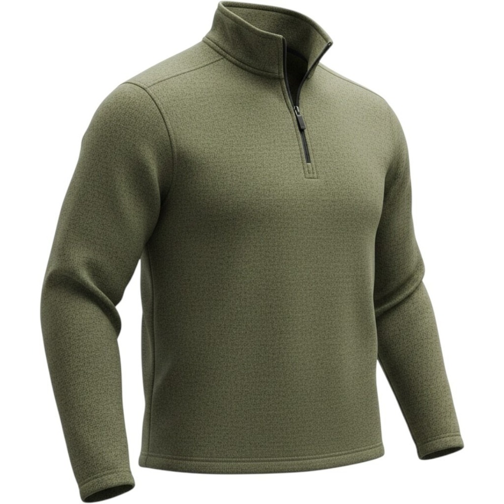 Wrangler Authentics Mens Quarter‎ Zip Fleece Pullover Sweater Olive Green Large